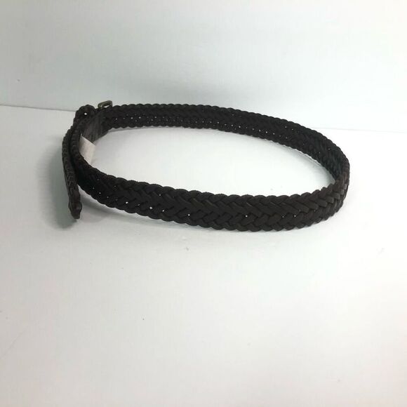 lands end brown leather braided belt large 1 inch wide classic work wear staple - Picture 2 of 8